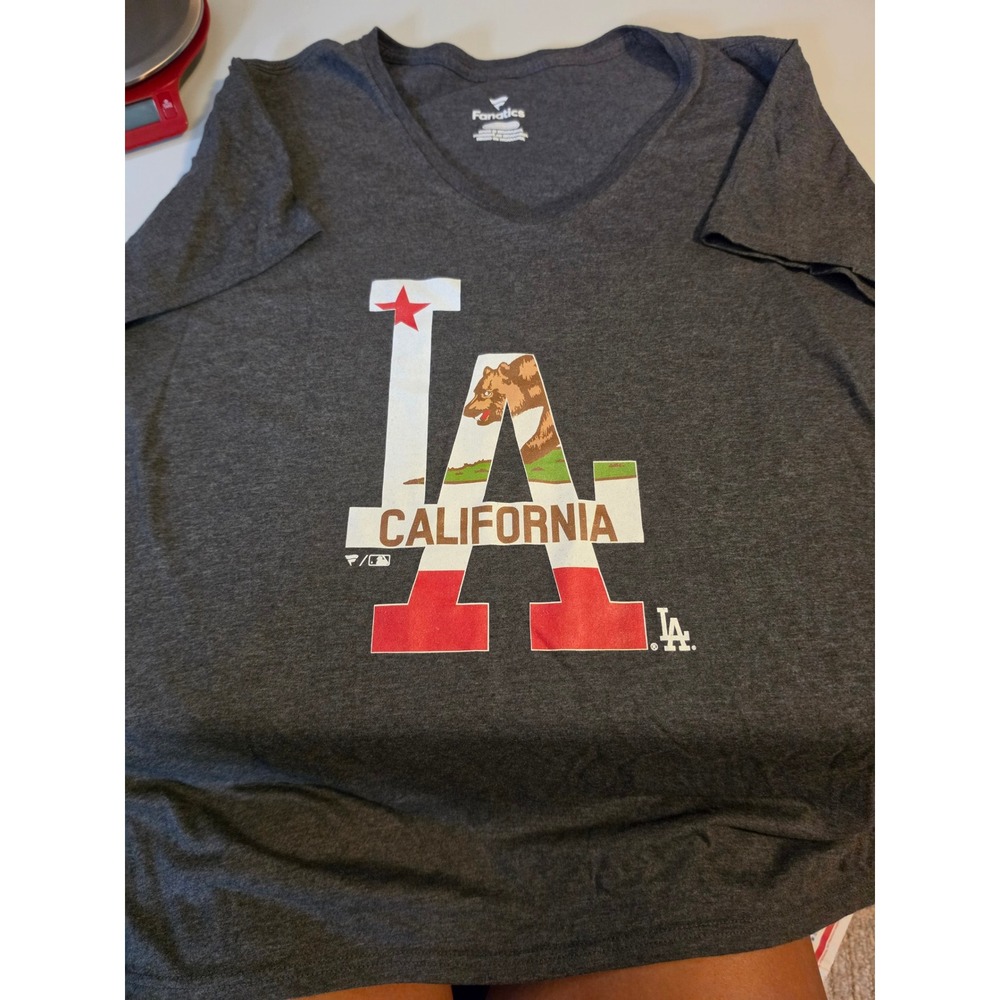 Fanatics Los Angeles Dodgers California Republic MLB T-Shirt Womens 3XL Charcoal